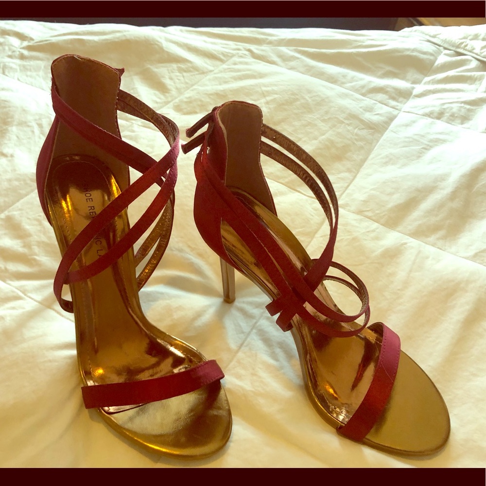 Red satin high heels BRAND NEW NEVER WORN